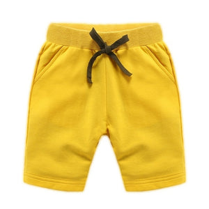 Cotton Solid Elastic Waist Shorts For Boys & Girls