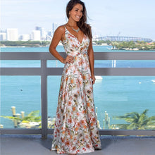 Load image into Gallery viewer, Floral V Neck  Long Dresses