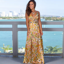 Load image into Gallery viewer, Floral V Neck  Long Dresses