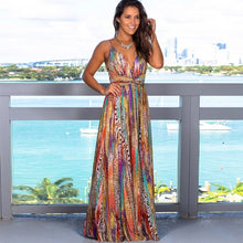 Load image into Gallery viewer, Floral V Neck  Long Dresses