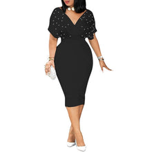 Load image into Gallery viewer, Beading Short Sleeve Ladies Midi Dress