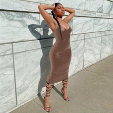 Load image into Gallery viewer, Solid Sexy Skinny Slim Bodycon Sleeveless Hollow Out Dress