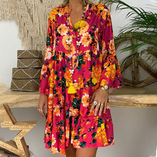 Load image into Gallery viewer, Floral Print Long Sleeve Loose Dress S-5XL