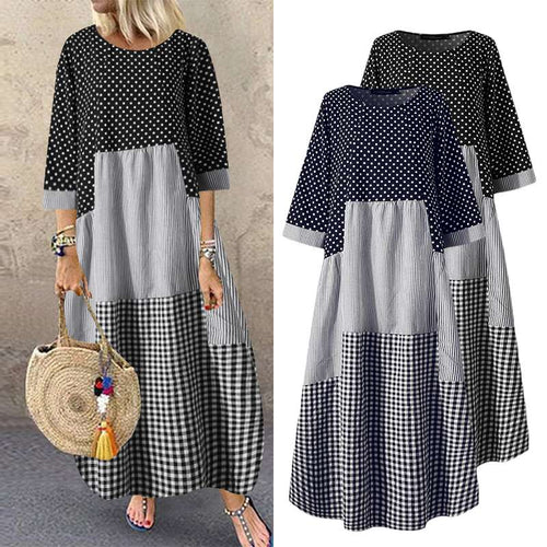 Casual Plaid Maxi Dress