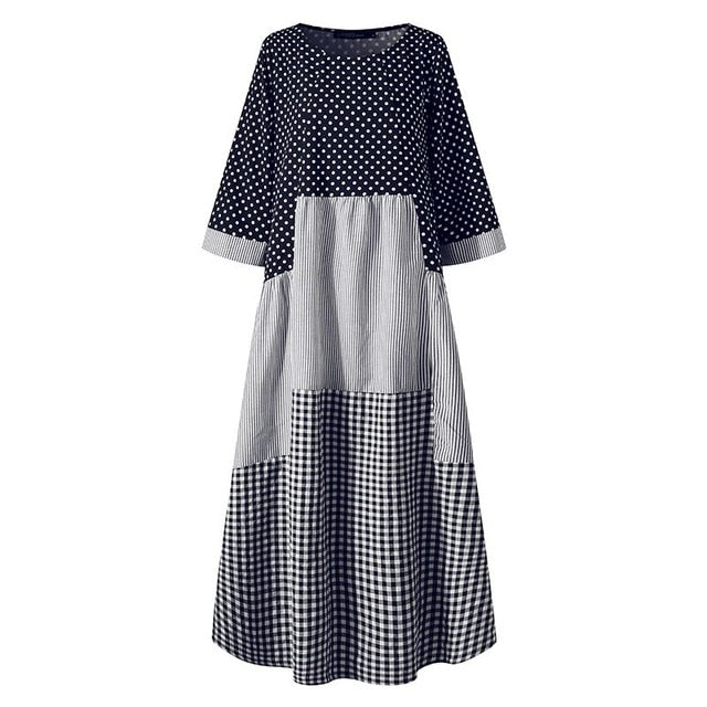 Casual Plaid Maxi Dress