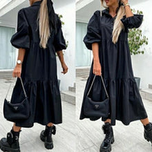 Load image into Gallery viewer, Turn-down Collar Button Dress