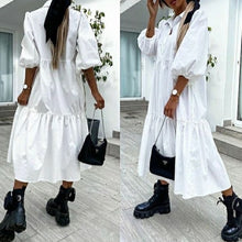 Load image into Gallery viewer, Turn-down Collar Button Dress