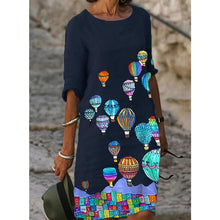 Load image into Gallery viewer, Half Sleeved V Neck Printed Loose Dress