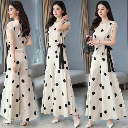 Chiffon Wide Leg Pants Skirt Suit