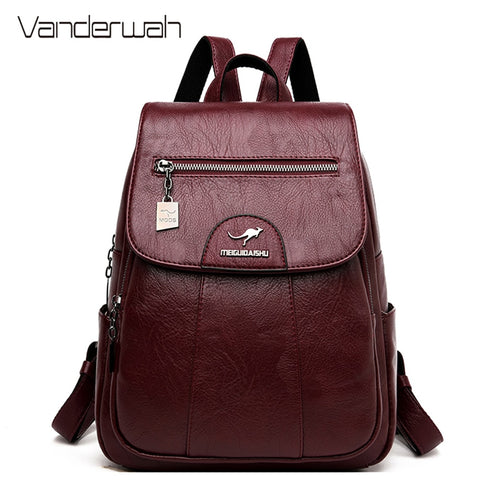 Designer Female Backpack High Quality Vintage Leather Backpacks for Women School Bag Travel Bagpack Ladies Sac A Dos Back Pack