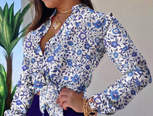 Load image into Gallery viewer, Floral Printed Tie Knot Top Blouse