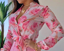 Load image into Gallery viewer, Floral Printed Tie Knot Top Blouse
