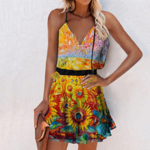 Load image into Gallery viewer, V-neck Printed Sleeveless Ruffled Suspender