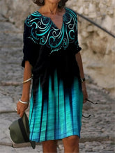 Load image into Gallery viewer, Half Sleeved V Neck Printed Loose Dress