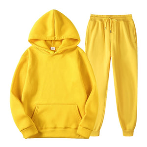 Hoodies Men Suits Solid Sets Men Sweatshirts+Sweatpants
