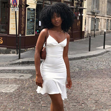 Load image into Gallery viewer, V Neck Ruffles Strap Sexy Bodycon Dress