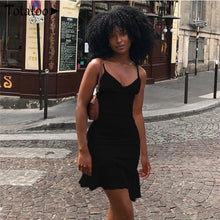 Load image into Gallery viewer, V Neck Ruffles Strap Sexy Bodycon Dress