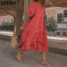 Load image into Gallery viewer, Plaid Printed Loose Pleated Mid-Calf Dresses