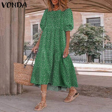 Load image into Gallery viewer, Plaid Printed Loose Pleated Mid-Calf Dresses
