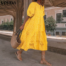 Load image into Gallery viewer, Plaid Printed Loose Pleated Mid-Calf Dresses