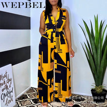 Load image into Gallery viewer, Casual Jumpsuit Sleeveless V Neck Print Romper Wide Leg Pants