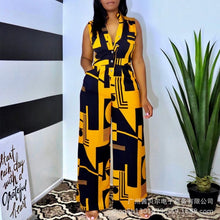 Load image into Gallery viewer, Casual Jumpsuit Sleeveless V Neck Print Romper Wide Leg Pants