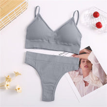 Load image into Gallery viewer, Bra &amp; Panties Set Sexy G-String Push Up Bra Set