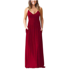 Load image into Gallery viewer, Solid Pockets Casual Maxi Dress
