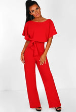 Load image into Gallery viewer, Short Sleeve Elegant jumpsuit Long wide leg Pants High waist