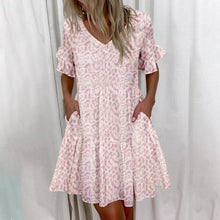 Load image into Gallery viewer, Casual Ruffles Loose V-Neck Dress