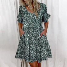 Load image into Gallery viewer, Casual Ruffles Loose V-Neck Dress