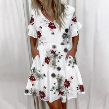 Load image into Gallery viewer, Casual Ruffles Loose V-Neck Dress