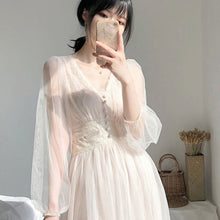 Load image into Gallery viewer, Elegant A-Line Solid Puff Sleeve Dress