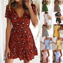 Load image into Gallery viewer, Leopard Print Sexy Ruffles Short Sleeve Dress