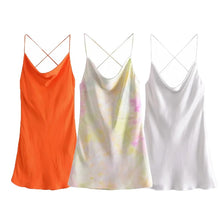 Load image into Gallery viewer, Tie Dye Satin Short Strappy Sexy Backless Dresses