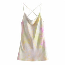 Load image into Gallery viewer, Tie Dye Satin Short Strappy Sexy Backless Dresses