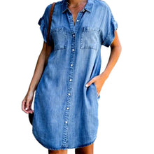 Load image into Gallery viewer, Pockets Single-breasted Irregular Hem Knee-length Loose Dress