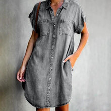 Load image into Gallery viewer, Pockets Single-breasted Irregular Hem Knee-length Loose Dress
