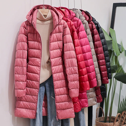 Down Jackets Long Ultra Light Thin Casual Coat Puffer