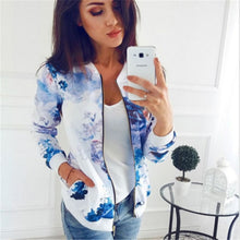 Load image into Gallery viewer, Floral  Zipper Print Bomber Jacket