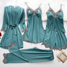 Load image into Gallery viewer, 5PC Silk Robe Sleep Suit