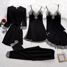 Load image into Gallery viewer, 5PC Silk Robe Sleep Suit