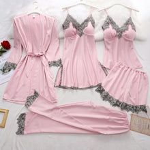 Load image into Gallery viewer, 5PC Silk Robe Sleep Suit