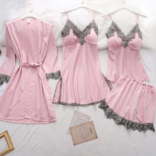 Load image into Gallery viewer, 5PC Silk Robe Sleep Suit
