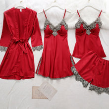 Load image into Gallery viewer, 5PC Silk Robe Sleep Suit