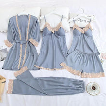 Load image into Gallery viewer, 5PC Silk Robe Sleep Suit