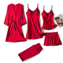 Load image into Gallery viewer, 5PC Silk Robe Sleep Suit