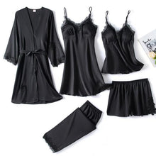 Load image into Gallery viewer, 5PC Silk Robe Sleep Suit