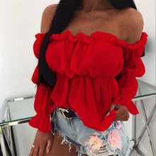 Load image into Gallery viewer, Off Shoulder Chiffon Blouse