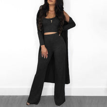 Load image into Gallery viewer, 3 piece set women  long sleeve coat, pants &amp;  tops